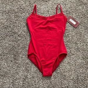 Strappy red leotard